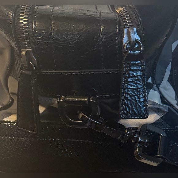 Burberry Black Beat Check Nylon and Patent Leather Buckle Satchel - Picture 8 of 13